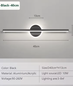 Moderne LED Wandlamp – Minimalistisch Design, Zwart & Goud, 40/60/80 cm