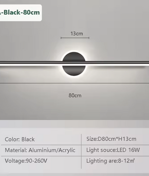 Moderne LED Wandlamp – Minimalistisch Design, Zwart & Goud, 40/60/80 cm