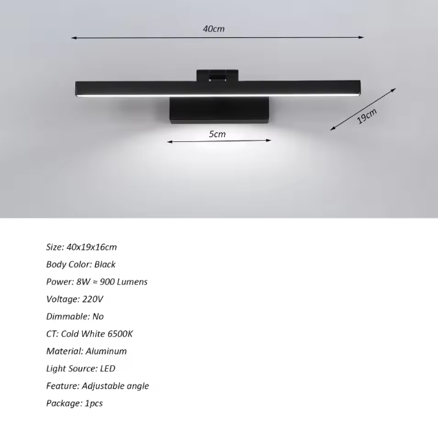 Moderne LED Wandlamp Badkamer – Koud Wit 6000K, Verstelbare Hoek