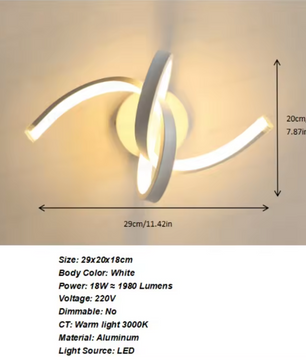 Moderne LED Wandlamp – 24W, Zwart, Warm Wit 3000K