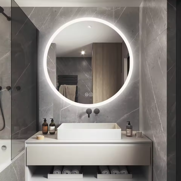 Ronde LED Badkamerspiegel – 80 cm, Anti-Fog, Dimbaar & Verstelbaar Licht