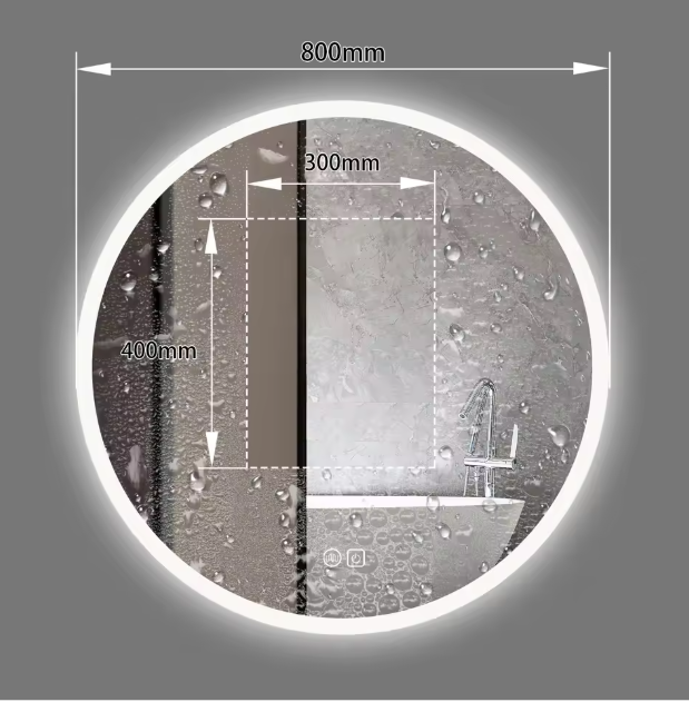 Ronde LED Badkamerspiegel – 80 cm, Anti-Fog, Dimbaar & Verstelbaar Licht