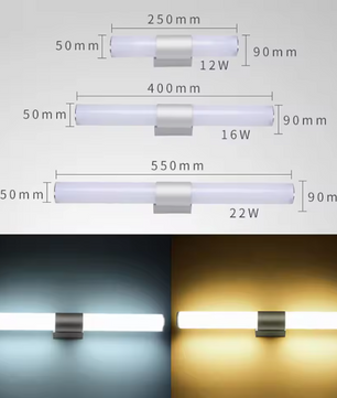 LED Spiegel Wandlamp – 12W/16W/22W, Wit & Zilver, Warm/Koud Wit