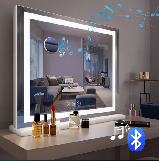 Make-up Spiegel met LED Verlichting – 58×46 cm, Dimbaar met Bluetooth & Touch