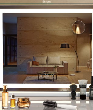 Make-up Spiegel met LED Verlichting – 58×46 cm, Dimbaar met Bluetooth & Touch