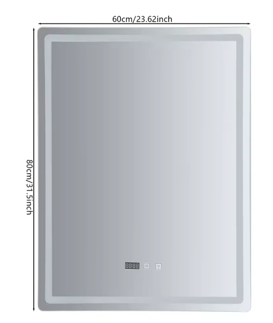 LED Badkamerspiegel 60×80 cm – Dimbaar, Anti-Fog & Slim Display