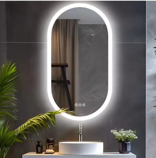 Ovale LED Badkamerspiegel – Dimbaar, Anti-Fog & 3 Lichtkleuren