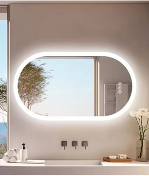 Ovale LED Badkamerspiegel – Dimbaar, Anti-Fog & 3 Lichtkleuren