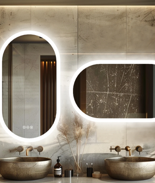 Ovale LED Badkamerspiegel – Dimbaar, Anti-Fog & 3 Lichtkleuren