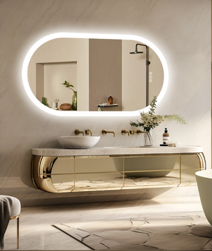 Ovale LED Badkamerspiegel – Dimbaar, Anti-Fog & 3 Lichtkleuren