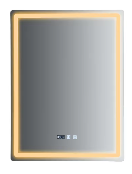 LED Badkamerspiegel 60×80 cm – Dimbaar, Anti-Fog & Tijdweergave