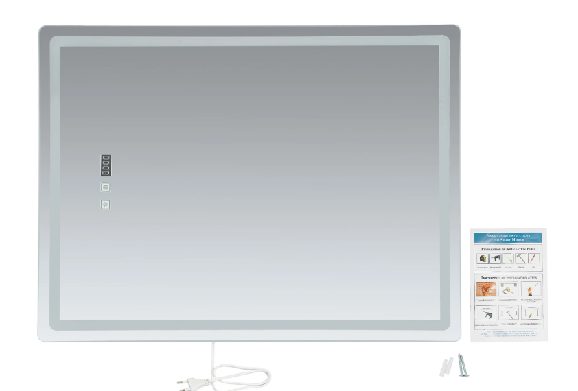 LED Badkamerspiegel 60×80 cm – Dimbaar, Anti-Fog & Tijdweergave