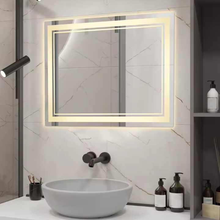 LED Badkamerspiegel 70×50 cm – Dimbaar, Anti-Fog & 3 Lichtkleuren