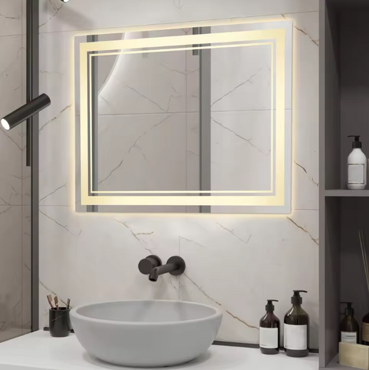 LED Badkamerspiegel 70×50 cm – Dimbaar, Anti-Fog & 3 Lichtkleuren
