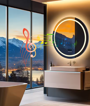 LED Badkamerspiegel Rond 80 cm – Dimbaar, Anti-Fog & Bluetooth Speaker