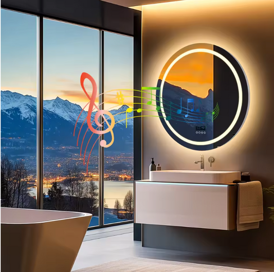 LED Badkamerspiegel Rond 80 cm – Dimbaar, Anti-Fog & Bluetooth Speaker