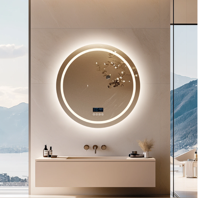 LED Badkamerspiegel Rond 80 cm – Dimbaar, Anti-Fog & Bluetooth Speaker
