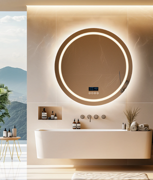 LED Badkamerspiegel Rond 80 cm – Dimbaar, Anti-Fog & Bluetooth Speaker