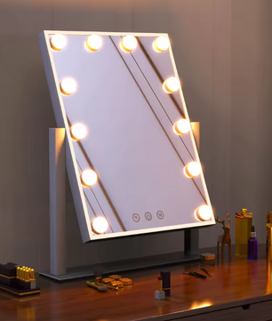 Hollywood Make-up Spiegel – LED Verlichting, 3 Lichtkleuren & 360° Draaibaar, 30×41 cm