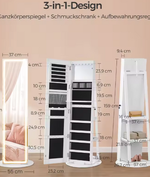 Sieradenkast met Spiegel & LED-Verlichting – Afsluitbaar en Ruimtebesparend