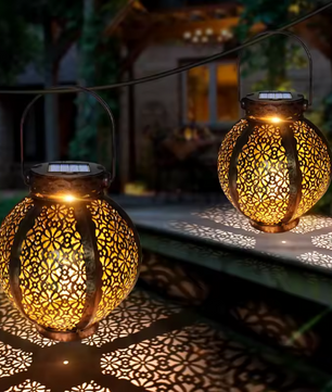 Solar Retro Hanglantaarn – Hol Ontwerp, Waterdicht & Warm Wit LED