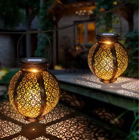 Solar Retro Hanglantaarn – Hol Ontwerp, Waterdicht & Warm Wit LED