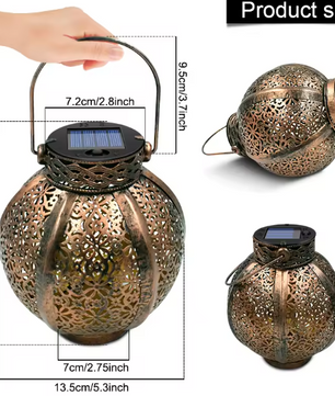 Solar Retro Hanglantaarn – Hol Ontwerp, Waterdicht & Warm Wit LED