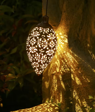 Solar Olijfvorm Hanglantaarn – LED Tuinlamp, Waterdicht & Decoratief
