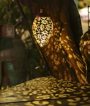 Solar Olijfvorm Hanglantaarn – LED Tuinlamp, Waterdicht & Decoratief