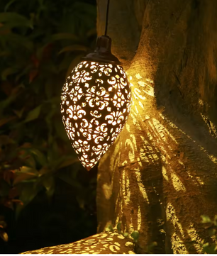 Solar Olijfvorm Hanglantaarn – LED Tuinlamp, Waterdicht & Decoratief