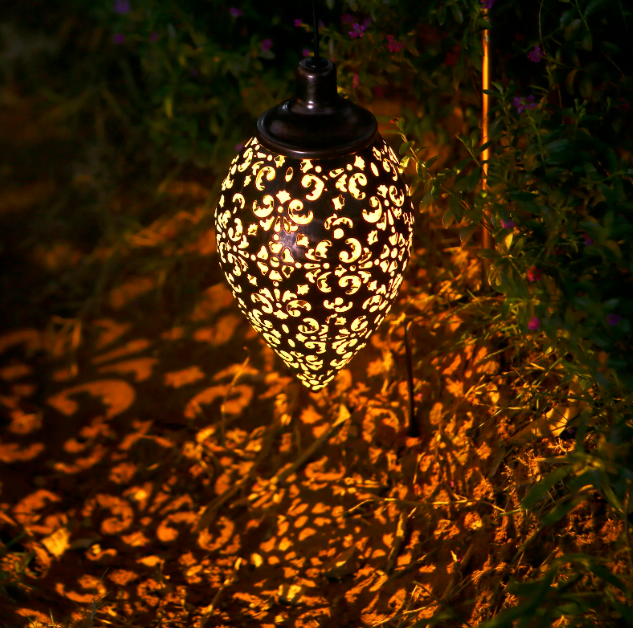 Solar Olijfvorm Hanglantaarn – LED Tuinlamp, Waterdicht & Decoratief