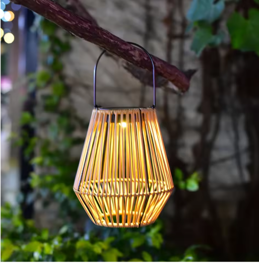 Rotan Solar Hanglamp – IP65 Waterdicht, Bamboe Design voor Tuin & Terras