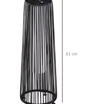 Rotan Solar Vloerlamp – Zwarte Buitenlamp met Automatische Lichtbediening