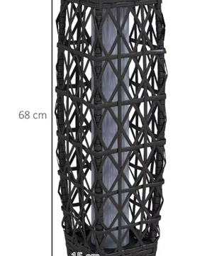 Rotan Solar Tuinlantaarn – Kunststof & Staal, Grijs 20×20×68 cm