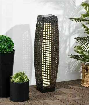 Rotan Solar Tuinlamp – Synthetisch Rotan & Staal, LED Verlichting 21×21×78 cm