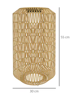 Rotan Solar Tuinlantaarn – Ø30×55 cm, Natuurlijk & Weerbestendig