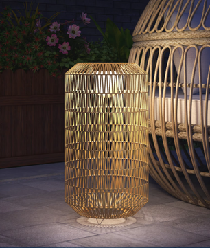 Rotan Solar Tuinlantaarn – Ø30×55 cm, Natuurlijk & Weerbestendig