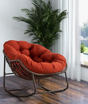 Rotan Schommelstoel met Kussen – Outdoor Fauteuil voor Veranda, Tuin of Woonkamer