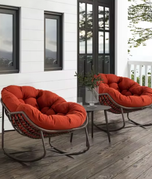 Rotan Schommelstoel met Kussen – Outdoor Fauteuil voor Veranda, Tuin of Woonkamer