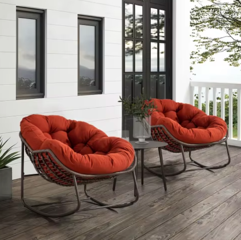 Rotan Schommelstoel met Kussen – Outdoor Fauteuil voor Veranda, Tuin of Woonkamer