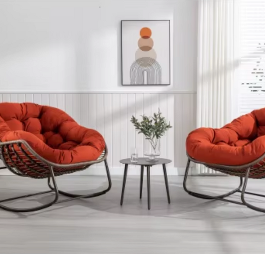 Rotan Schommelstoel met Kussen – Outdoor Fauteuil voor Veranda, Tuin of Woonkamer