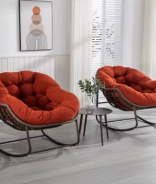 Rotan Schommelstoel met Kussen – Outdoor Fauteuil voor Veranda, Tuin of Woonkamer