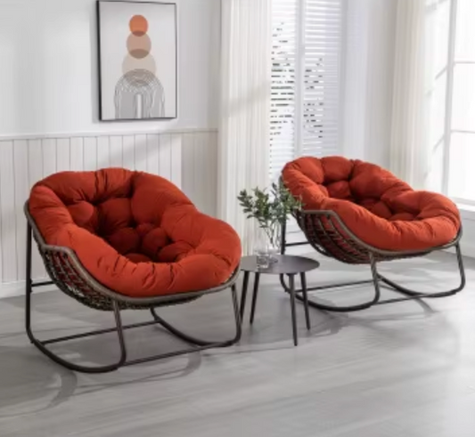 Rotan Schommelstoel met Kussen – Outdoor Fauteuil voor Veranda, Tuin of Woonkamer