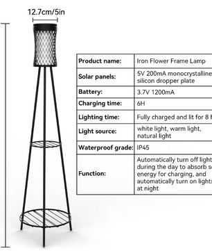 Solar Tuinlantaarn – Dimbare LED Vloerlamp op Zonne-energie