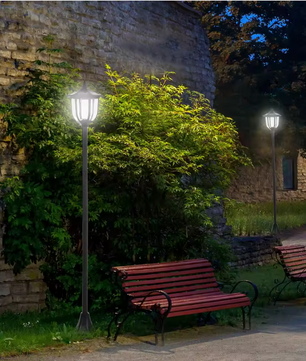 Solar Buitenlantaarn – 6 LED Staande Tuinlamp op Zonne-energie, Zwart 177 cm