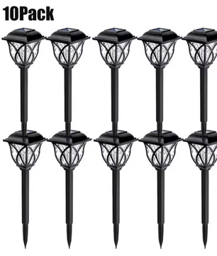 Set van 10 Solar Tuinlampen – LED Padverlichting & Gazonlampen, IP67 Waterdicht