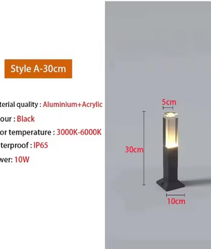 Waterdichte LED Gazonlamp – 10W Buitenverlichting van Aluminium & Acryl, Modern en Energiezuinig