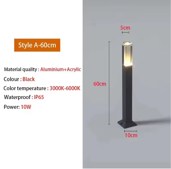 Waterdichte LED Gazonlamp – 10W Buitenverlichting van Aluminium & Acryl, Modern en Energiezuinig