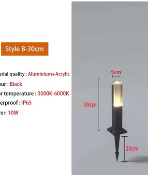 Waterdichte LED Gazonlamp – 10W Buitenverlichting van Aluminium & Acryl, Modern en Energiezuinig