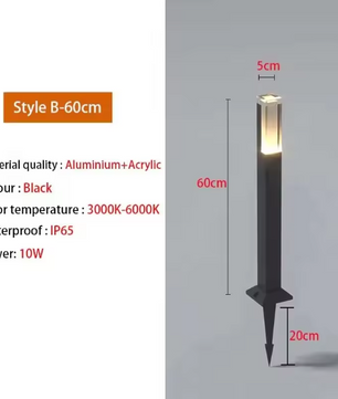Waterdichte LED Gazonlamp – 10W Buitenverlichting van Aluminium & Acryl, Modern en Energiezuinig